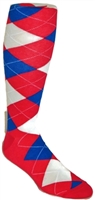 Red Gray Royal Argyle Golf Socks
