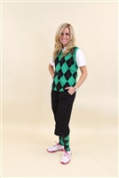 Women's Golf Knickers Outfit - Black Green White Overstitch