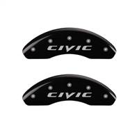 MGP Caliper Covers - Front & Rear - Black Finish Silver Characters