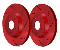 FRONT PAIR - Cross Drilled Rotors With Red ZRC Coating - C5382RZ