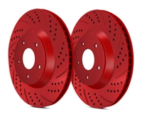 FRONT PAIR - Double Drilled and Slotted Rotors With Red ZRC Coating - S06390RZ