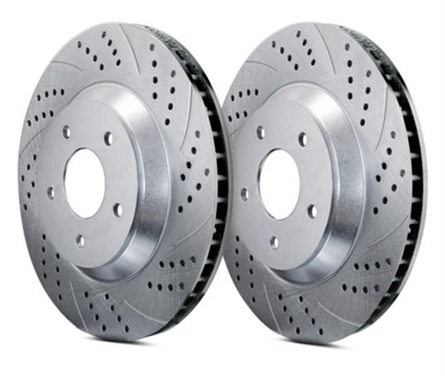 REAR PAIR - Double Drilled and Slotted Rotors With Gray ZRC Coating - S528964