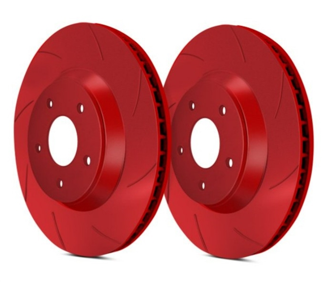 FRONT PAIR - Slotted Rotors With Red ZRC Coating - T013160RZ