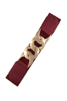 Stretch belt - burgundy with gold chain style buckle