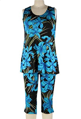 Sleeveless Capri Set - blue iris - poly/spandex