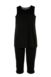 Sleeveless Capri Set - black - poly/spandex