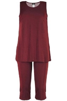 Sleeveless Capri Set - burgundy - poly/spandex