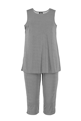 Sleeveless Capri Set - grey - poly/spandex