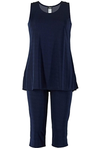 Sleeveless Capri Set - navy - poly/spandex