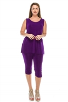 Sleeveless Capri Set - purple - poly/spandex