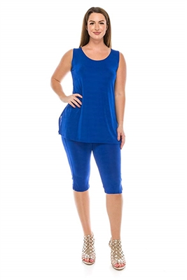 Sleeveless Capri Set - royal blue - poly/spandex