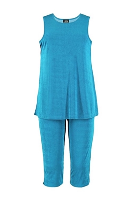 Sleeveless Capri Set - turquoise - poly/spandex
