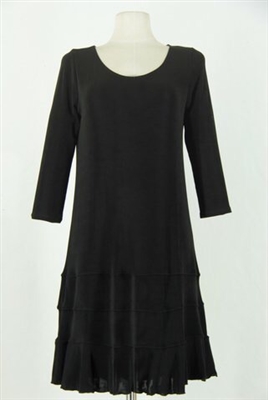 3/4 sleeve short dress - black - acetate/spandex