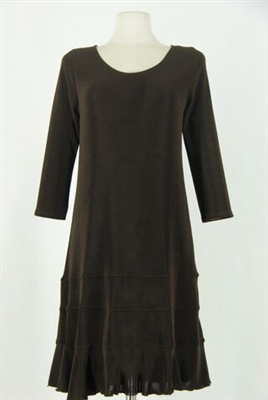 3/4 sleeve short dress - brown - acetate/spandex