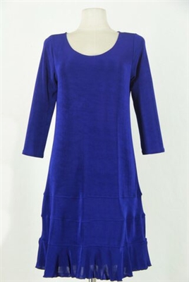 3/4 sleeve short dress - royal blue - acetate/spandex