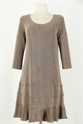 3/4 sleeve short dress - taupe - acetate/spandex