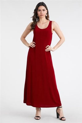 Long tank dress - cranberry - acetate/spandex