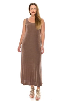 Long tank dress - taupe - acetate/spandex