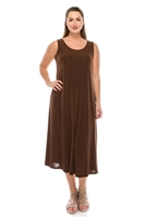 Long tank dress - brown - polyester/spandex