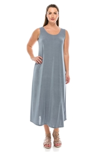 Long tank dress - grey - polyester/spandex