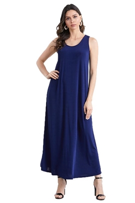 Long tank dress - navy - polyester/spandex