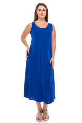 Long tank dress - royal blue - polyester/spandex