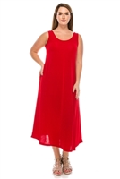 Long tank dress - red - polyester/spandex