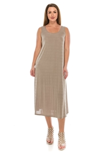 Long tank dress - taupe - polyester/spandex