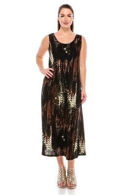 Long tank dress - brown tiger - polyester/spandex