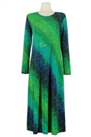 Long sleeve long dress - green tie dye