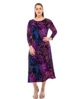 Long sleeve long dress - blue/purple - polyester/spandex
