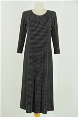 Long sleeve long dress - black/white polka dots 2