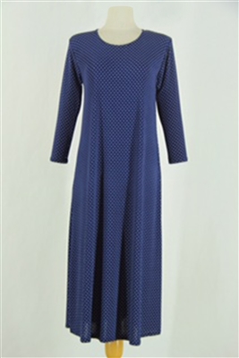 Long sleeve long dress - navy/white polka dots 2