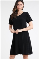 Short sleeve short dress - black - polyester/spandex