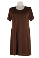 Short sleeve short dress - brown - polyester/spandex