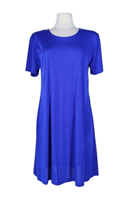 Short sleeve short dress - royal blue - polyester/spandex