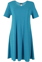 Short sleeve short dress - turquoise - polyester/spandex