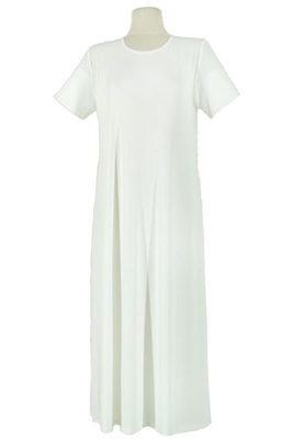 Short sleeve long dress - ivory -  polyester/spandex