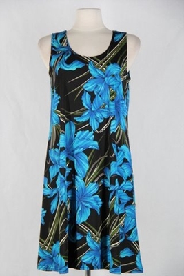 Knee length tank dress - blue iris -  polyester/spandex