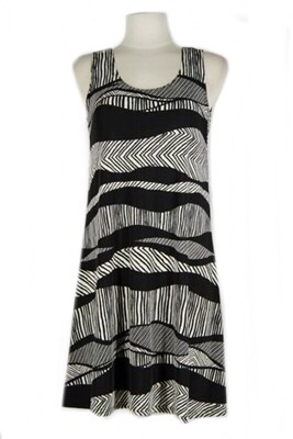 Short tank dress - black/white waves - polyester/spandex