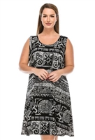 Short tank dress - grey Aztec - polyester/spandex