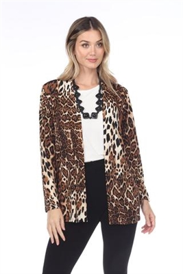 Long sleeve jacket - brown leopard - polyester/spandex