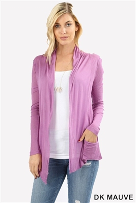 long sleeve lightweight cardigan - dark mauve - rayon