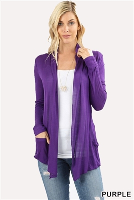 long sleeve lightweight cardigan - purple - rayon