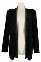 Long sleeve jacket - black with rhinestones on lapel - acetate/spandex