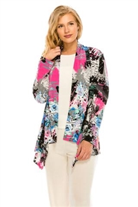 Mid-cut long sleeve jacket - pink/grey print - polyester/spandex