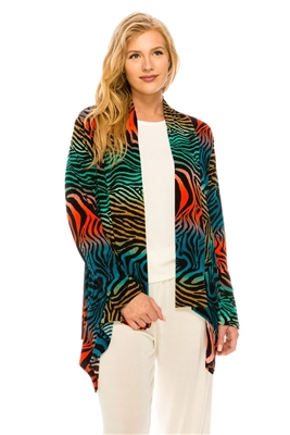 Mid-cut long sleeve jacket - multi zebra print - polyester/spandex