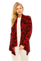 Mid-cut long sleeve jacket - red/black print - polyester/spandex