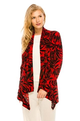 Mid-cut long sleeve jacket - red/black print - polyester/spandex