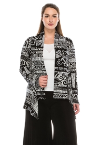 Mid-cut long sleeve jacket - black/grey aztec - polyester/spandex